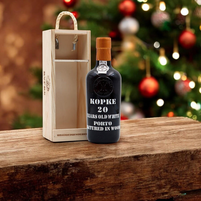 Kopke White 20 Year Old Port In Wooden Gift Box At Christmas